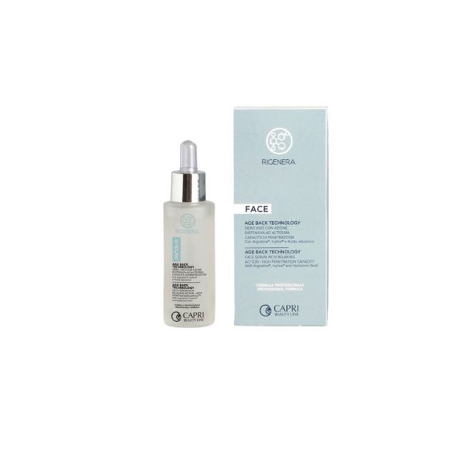 Capri Beauty Line Rigenera AGE BACK TECHNOLOGY FACE SERUM WITH RELAXING ACTION AND VERY HIGH PENETRATION CAPACITY INTRADERMIC 30ml — Sérum Capri Beauty Line Rigenera AGE BACK TECHNOLOGY FACE SERUM WITH RELAXING ACTION AND VERY HIGH PENETRATION CAPACITY INTRADERMIC 30ml — Sérum
