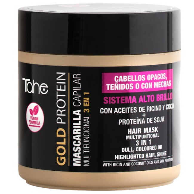 Tahe Gold Protein 3in1 Multifunctional Coloured Hair Mask 400ml — Mascarillas Tahe Gold Protein 3in1 Multifunctional Coloured Hair Mask 400ml — Mascarillas